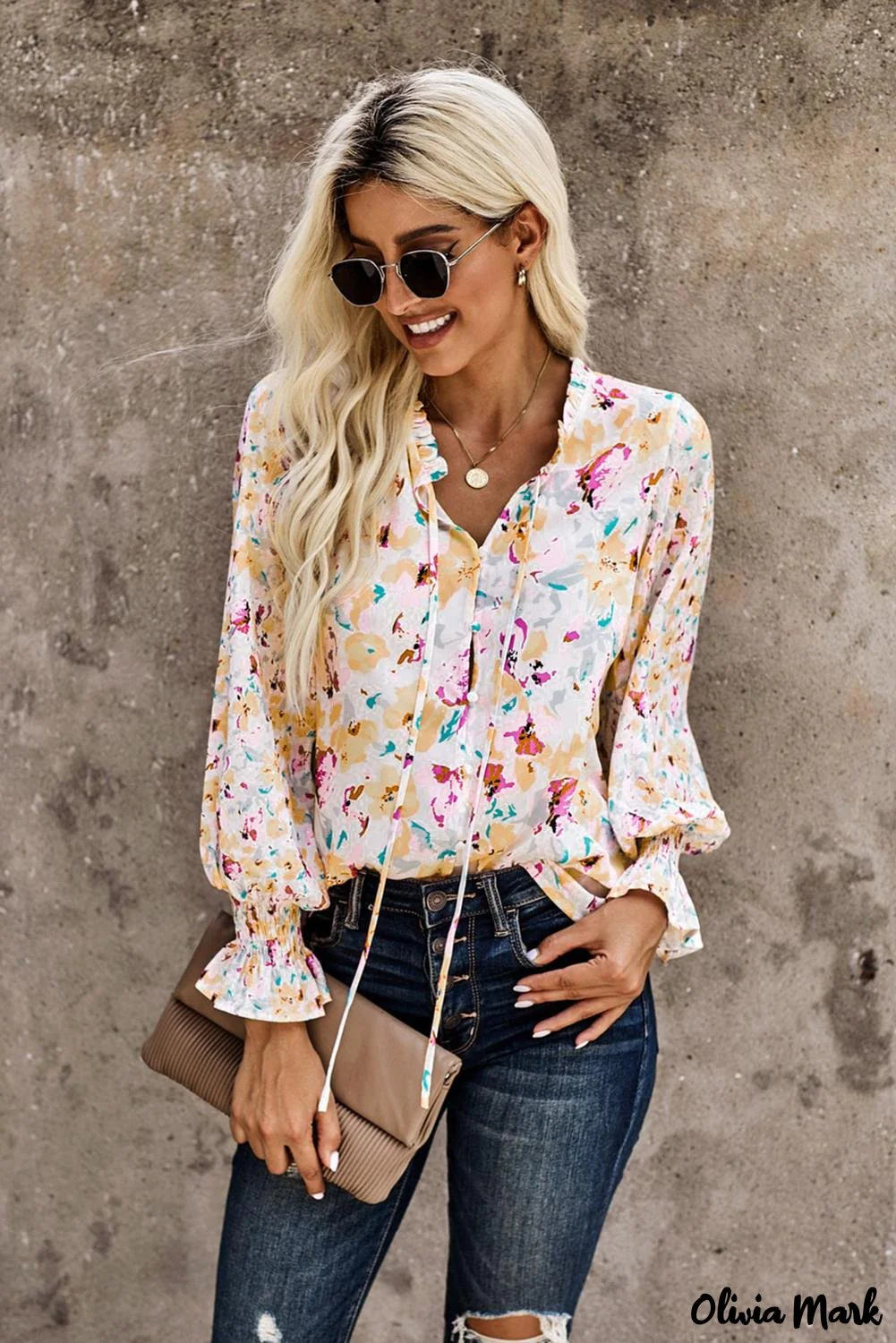 Deanwangkt - Cakewalk Rose Floral Smocked Blouse - Deanwangkt