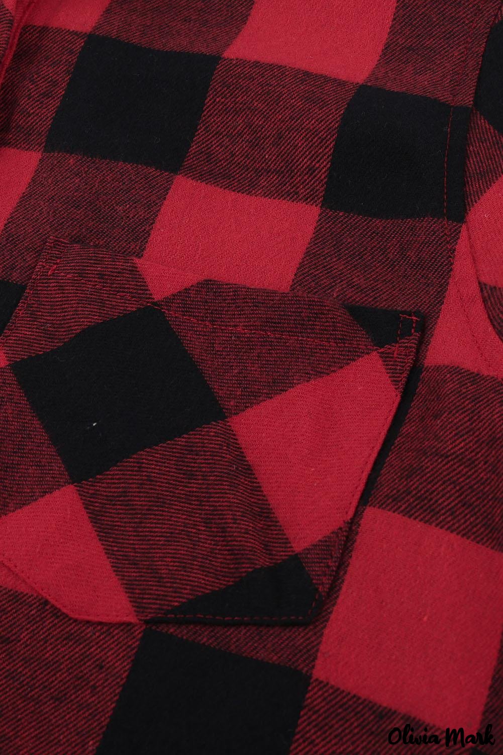 Deanwangkt - Red Buffalo Plaid Blouse with Button Pocket - Deanwangkt