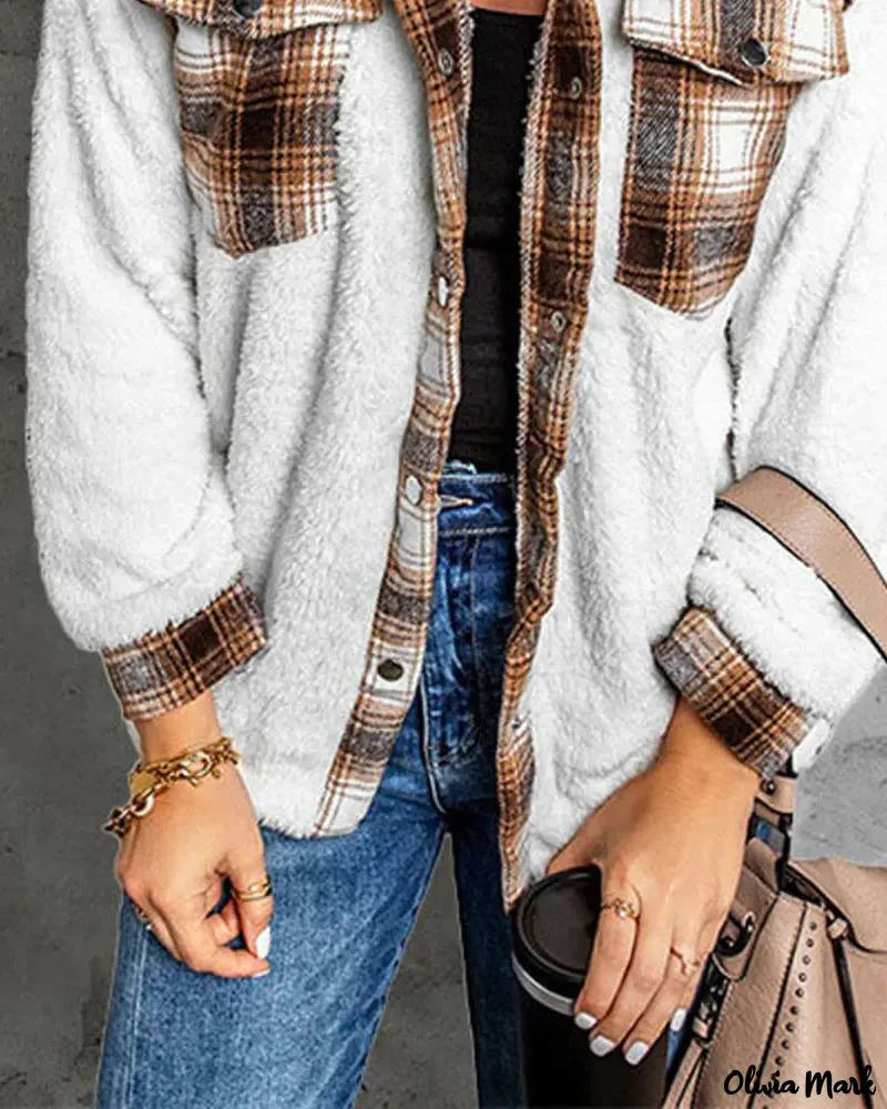 Deanwangkt - Contrast Check Long Sleeve Teddy Jacket - Deanwangkt