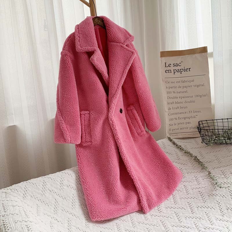 Christmas Gift Deanwangkt Winter Thicken Warm Faux Fur Teddy Coat Women Fashion Basic Lambswool Oversized Jacket Coats Street Fluffy Long Overcoat - Deanwangkt