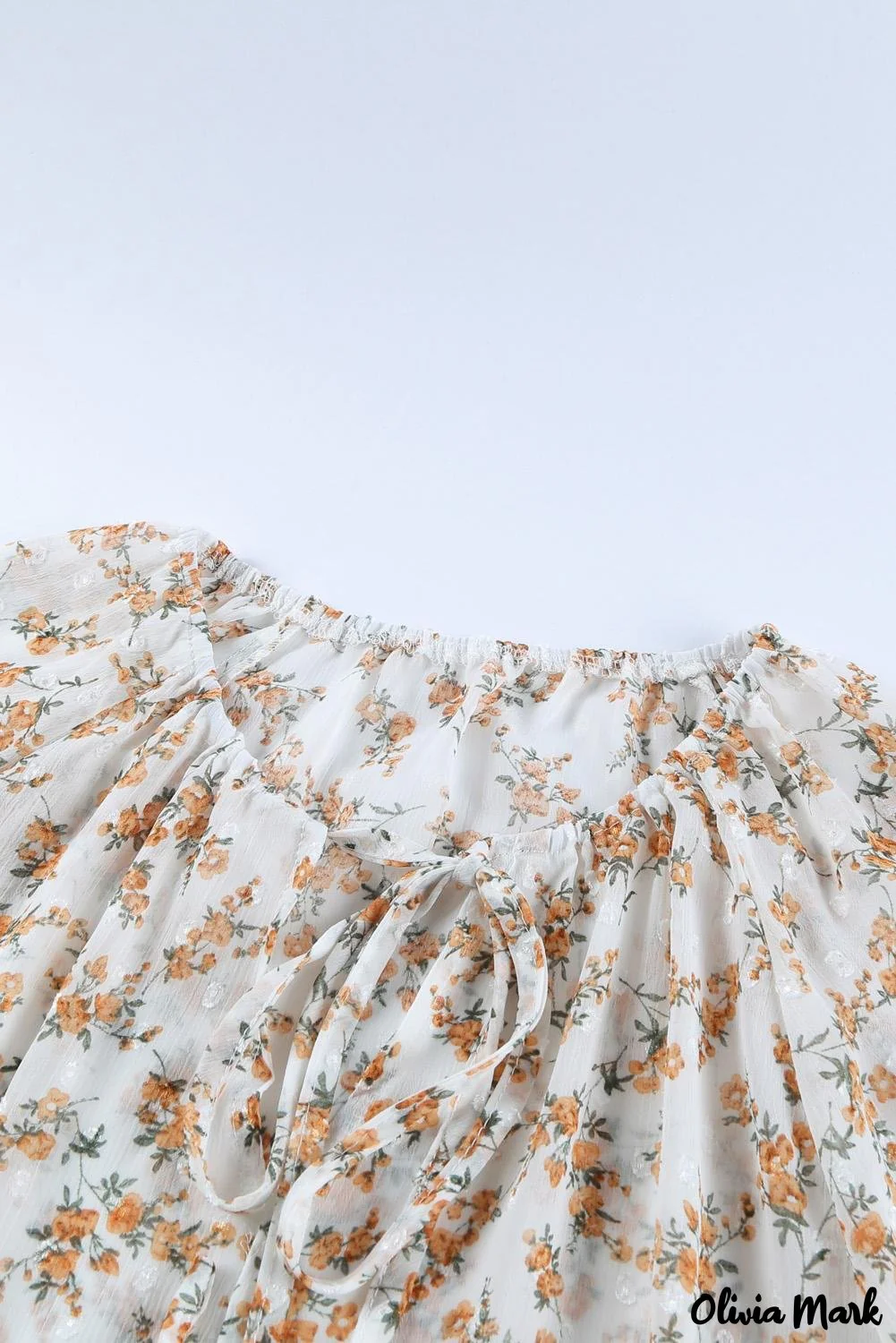 Deanwangkt - Multicolor Floral Print Drawstring Long Sleeve Blouse - Deanwangkt