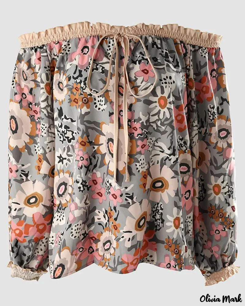 Deanwangkt - Vintage floral print off shoulder frill hem top - Deanwangkt