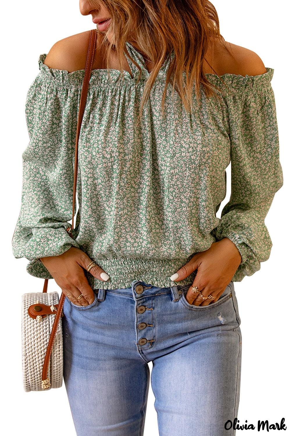Deanwangkt - Green Floral Off Shoulder Blouse - Deanwangkt