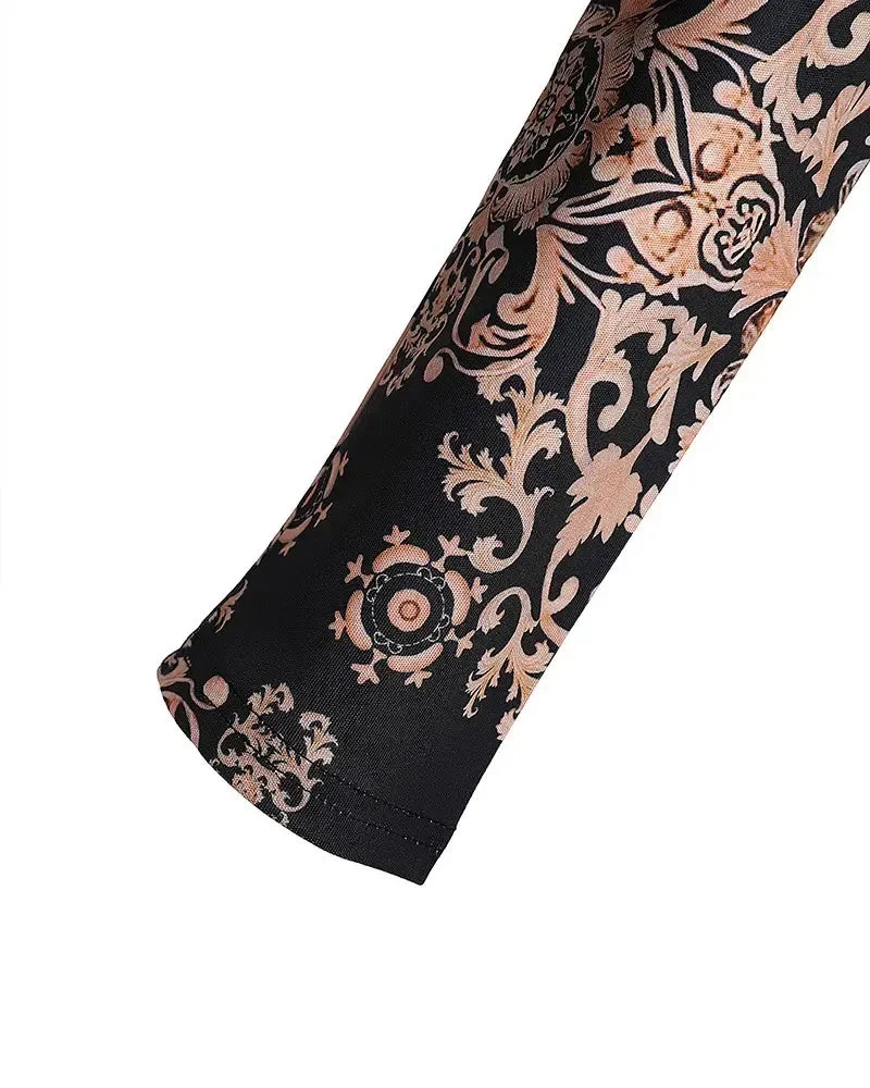 Deanwangkt - Baroque Print Long Sleeve Zip Top - Deanwangkt