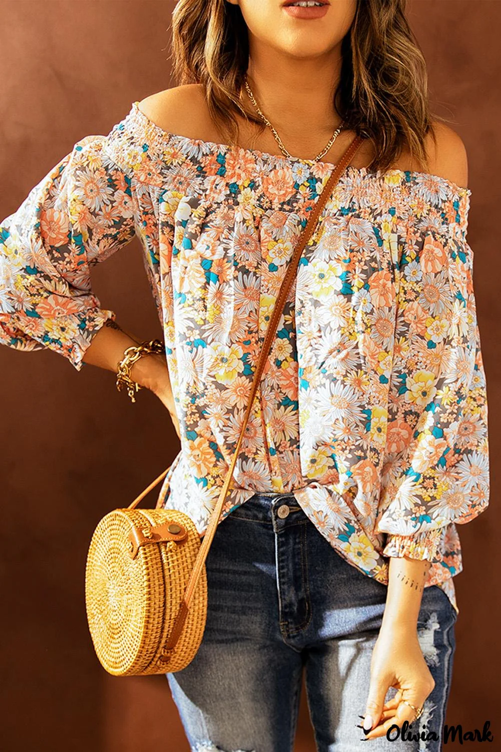 Deanwangkt - Floral Smocked Off Shoulder Top - Deanwangkt