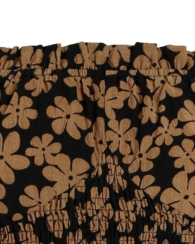Deanwangkt - Ruched Floral Print Frill Hem Top - Deanwangkt