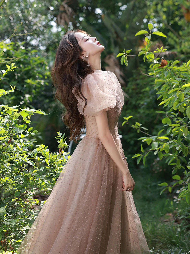 Bean Pink Powder Short Prom Dress, Cute Tulle Homecoming Dress - Deanwangkt