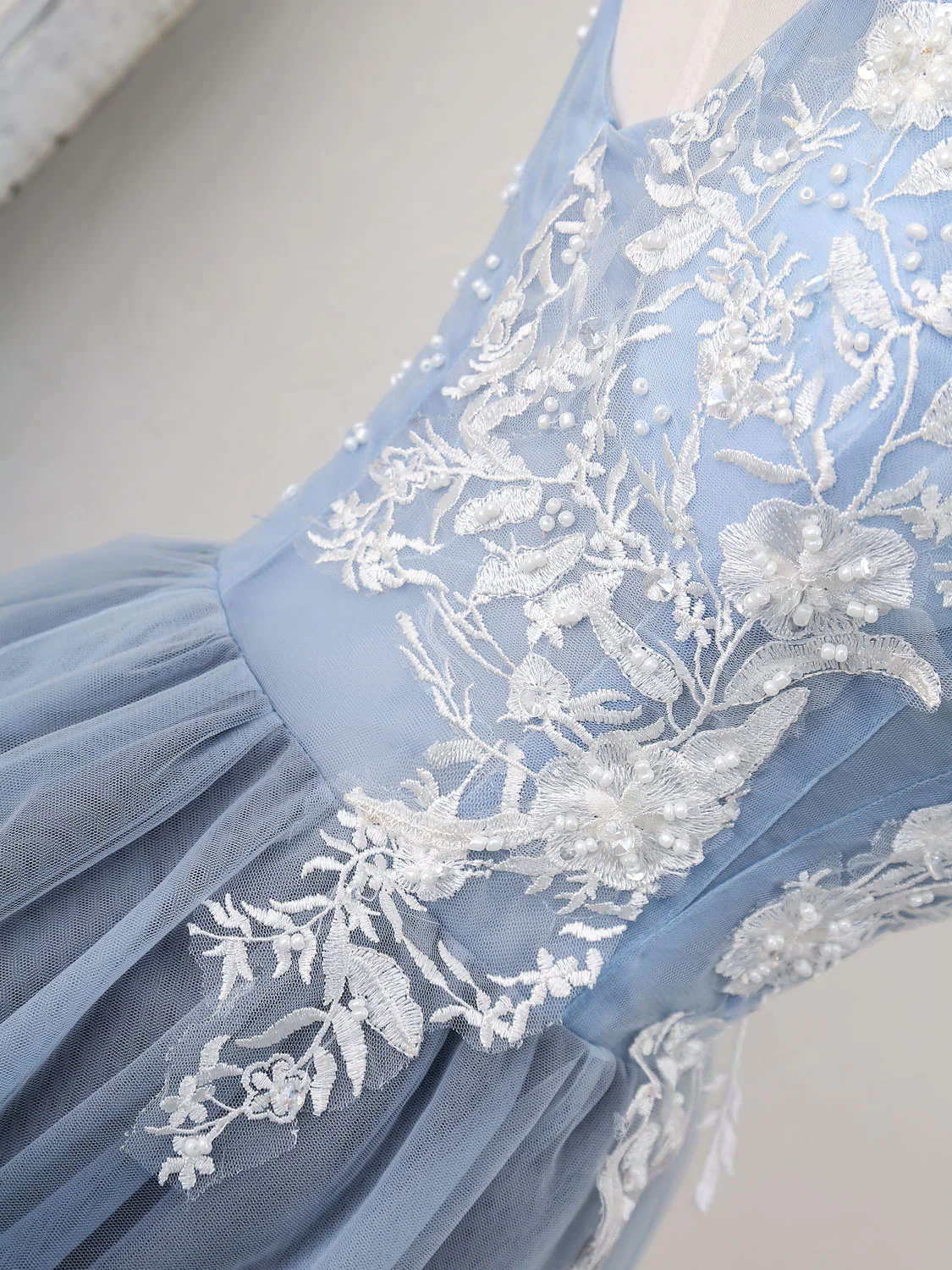 Cute Blue V Neck Tulle Lace Applique Short Prom Dress, Blue Homecoming Dress - Deanwangkt