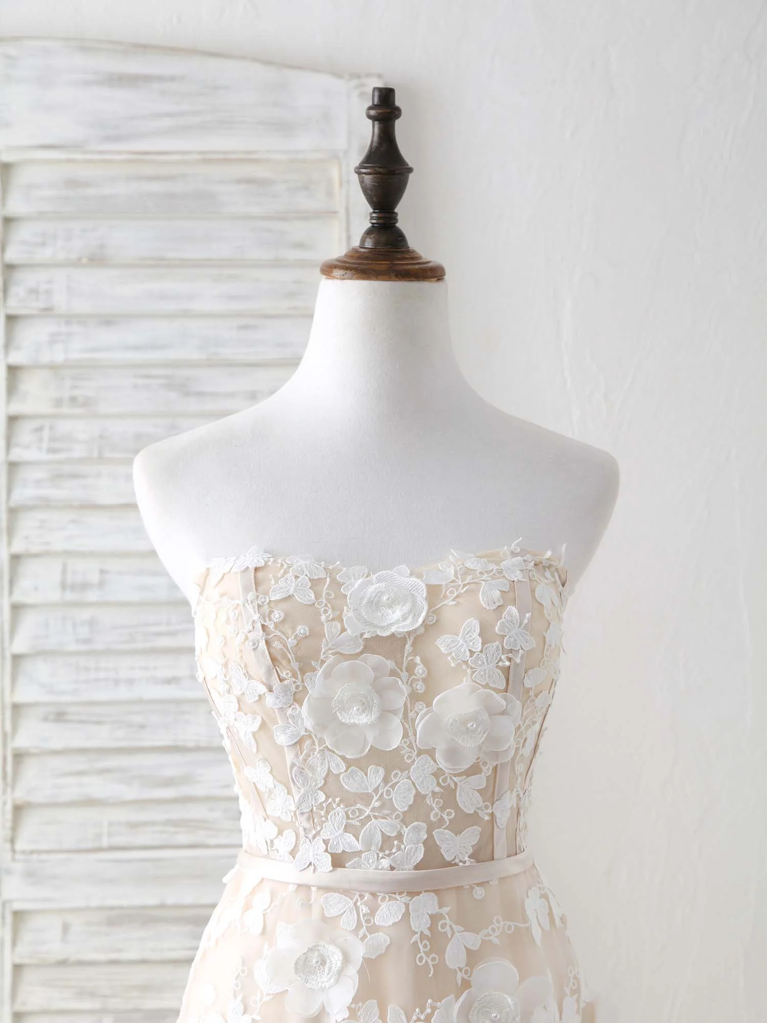 Champagne Tulle Lace Applique Long Prom Dress Champagne Evening Dress - Deanwangkt