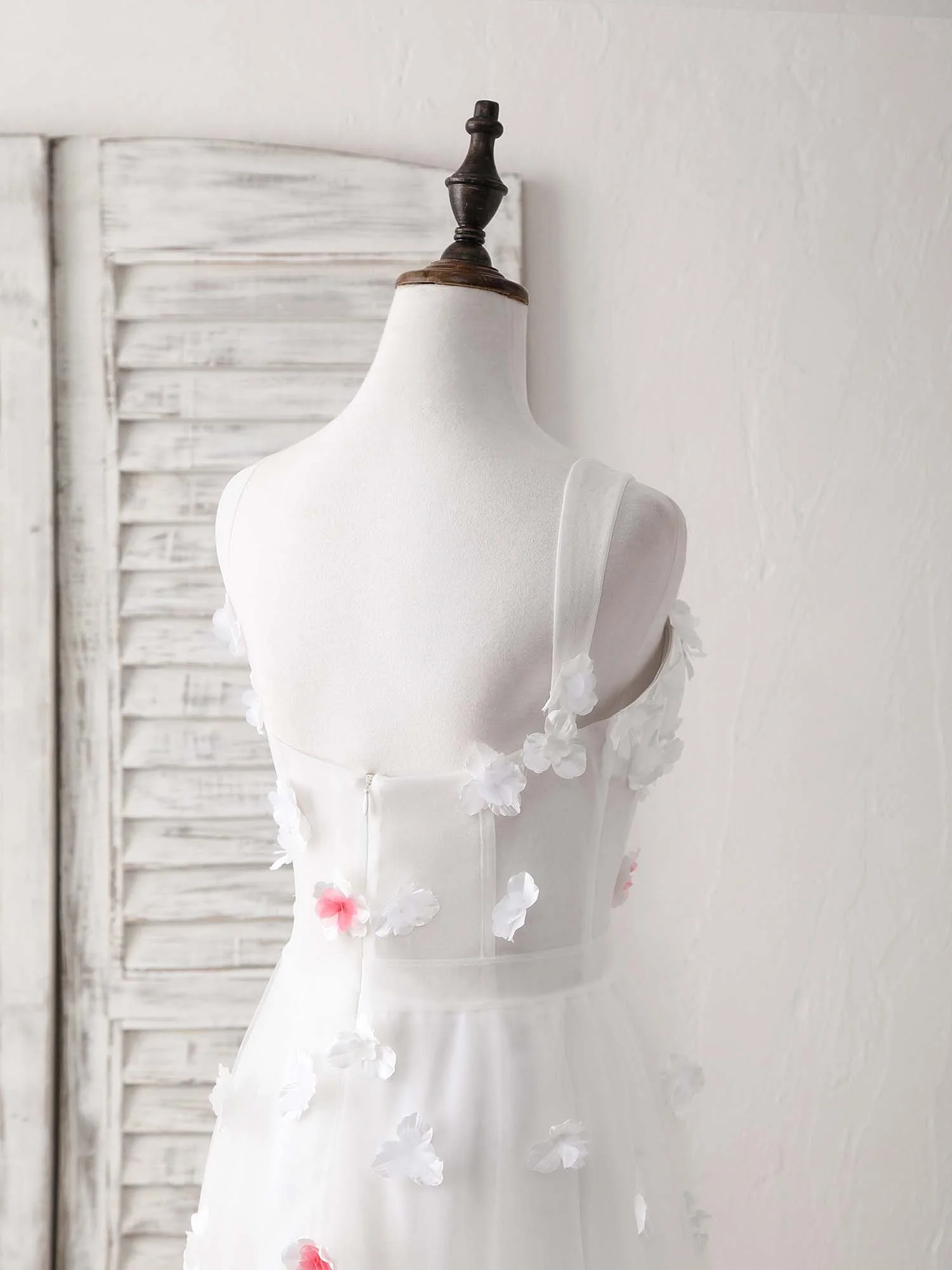 Unique White Sweetheart Tulle Long Prom Dress White Evening Dress - Deanwangkt