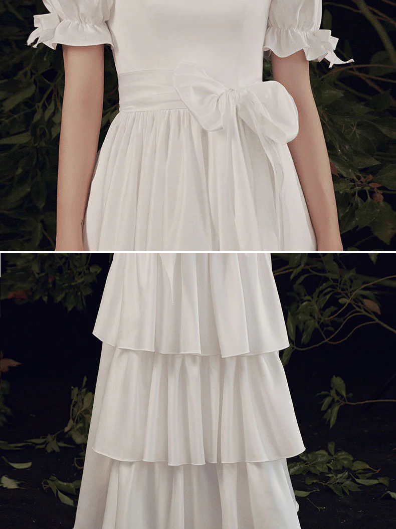 Simple  ivory Long Prom Dress, White Bridesmaid Dresses - Deanwangkt