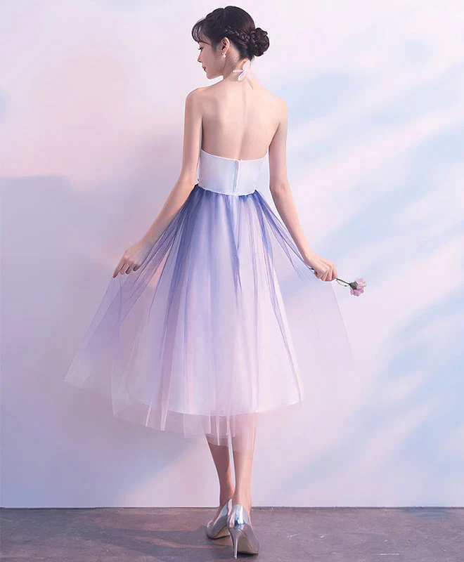 Cute Tulle Lace Applique Short Prom Dress, Tulle Evening Dress - Deanwangkt