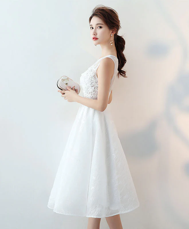 Cute Round Neck Lace Short Prom Dress, Evening Dress - Deanwangkt