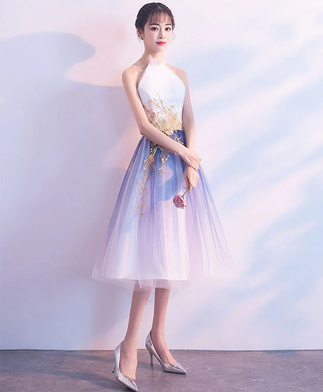 Cute Tulle Lace Applique Short Prom Dress, Tulle Evening Dress - Deanwangkt