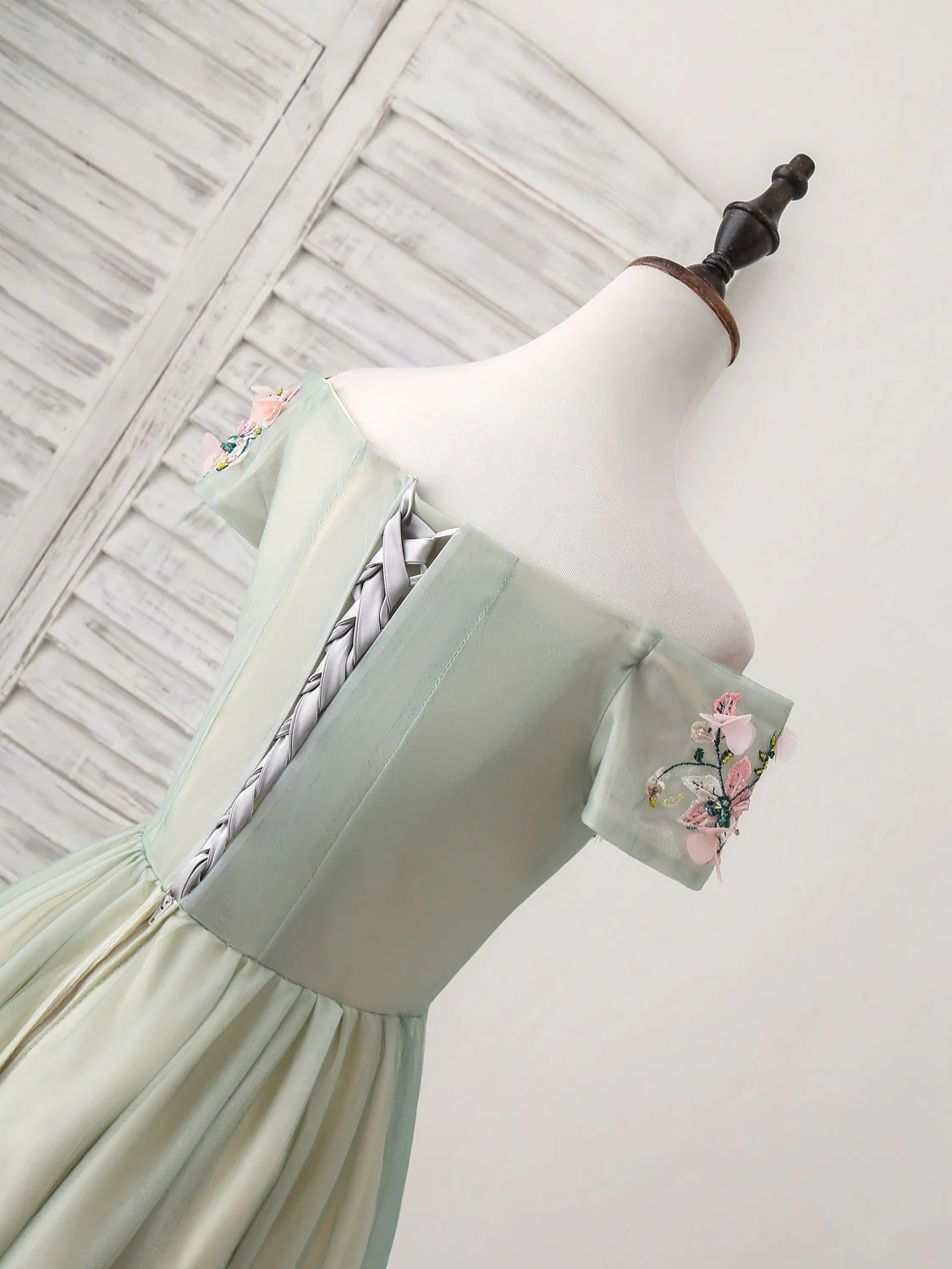 Green Tulle Lace Applique Short Prom Dress, Green Homecoming Dress - Deanwangkt