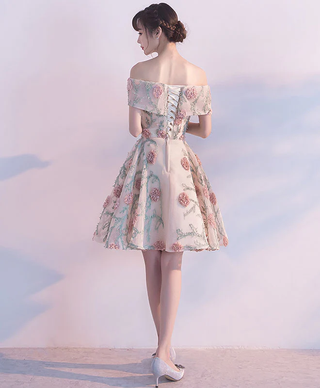 Cute Lace Applique Short Prom Dress, Lace Homecoming Dress - Deanwangkt