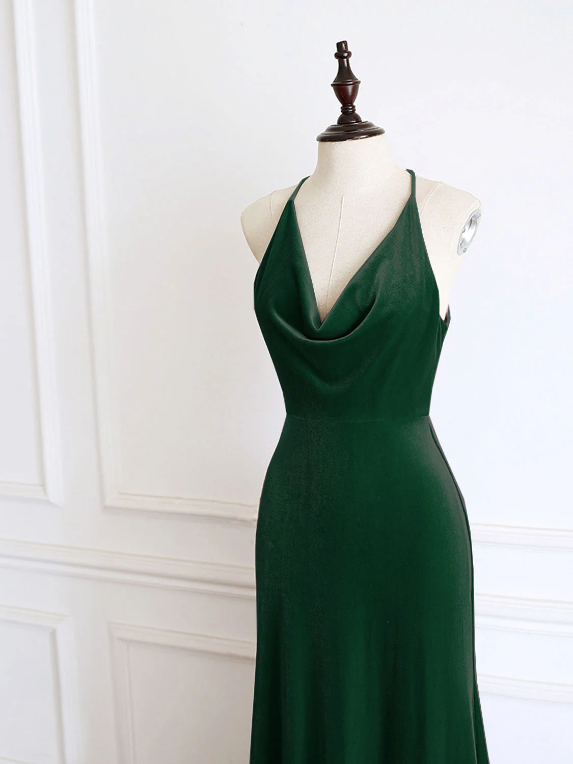 Green Mermaid Velvet Long Prom Dress, Green Formal Evening Dresses - Deanwangkt