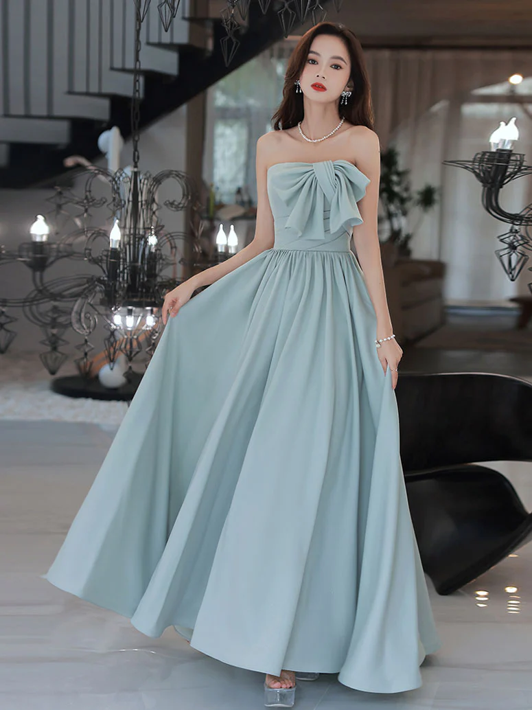 Simple Backless Blue Long Prom Dresses, Blue Bridesmaid Dresses - Deanwangkt