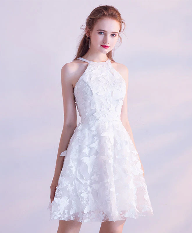 White Short Prom Dress, Cute Homecoming Dress - Deanwangkt