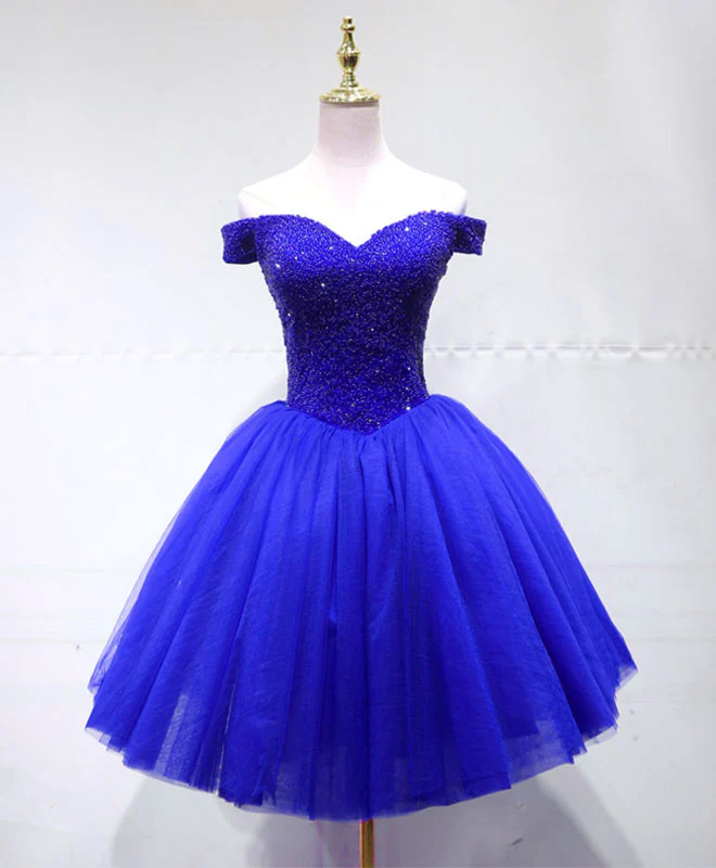 Cute Tulle Beads Short Prom Dress, Tulle Homecoming Dress - Deanwangkt