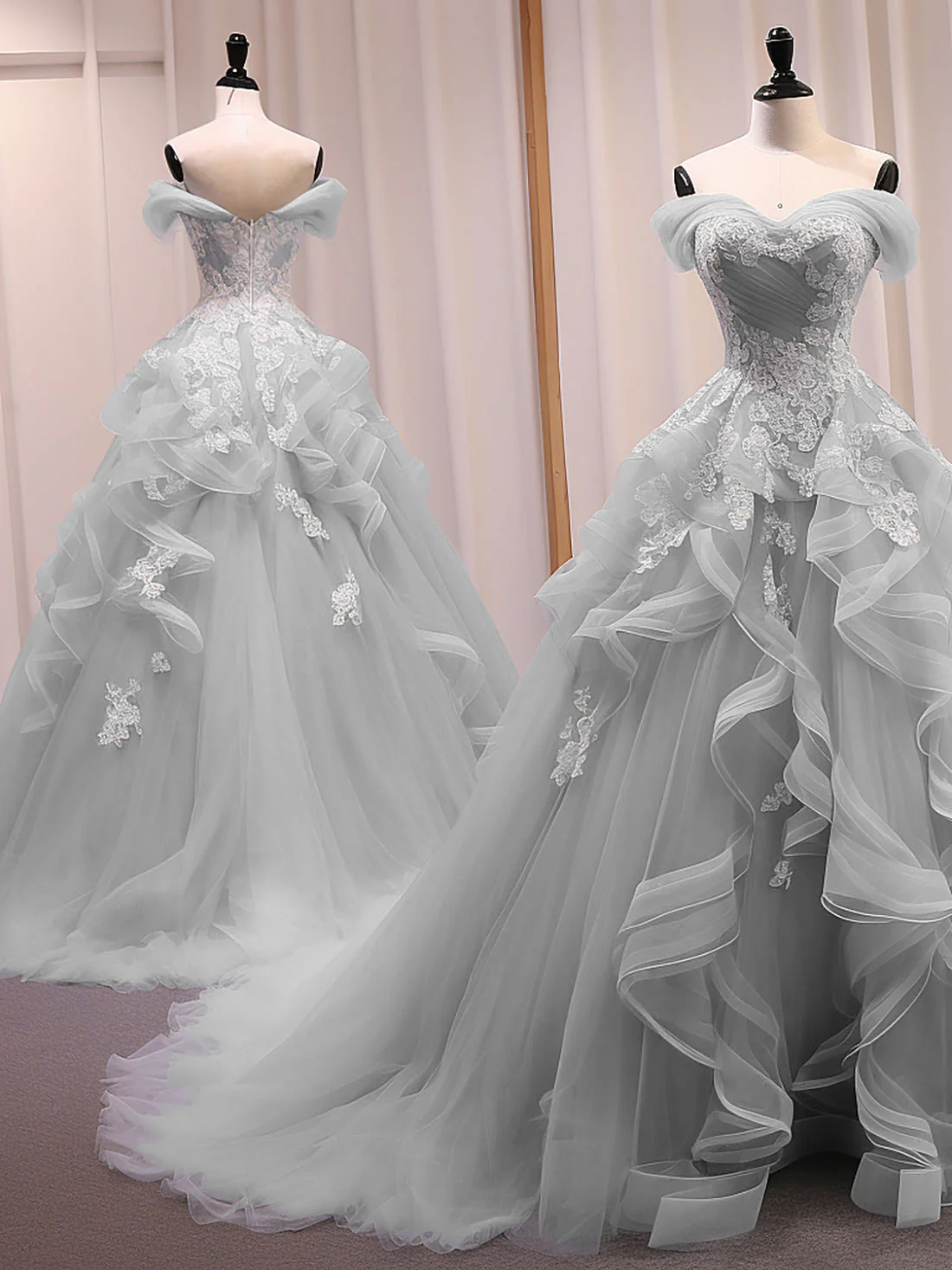 A-Line Sweetheart Neck Tulle Lace Purple Long Prom Dress, Purple Sweet 16 Dress - Deanwangkt