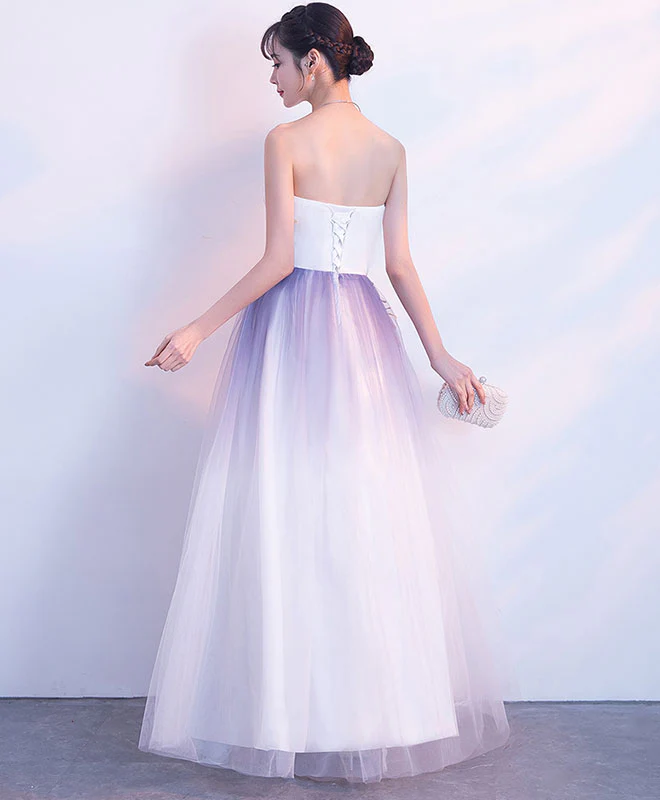Unique Tulle Lace Applique Long Prom Dress, Tulle Evening Dress - Deanwangkt