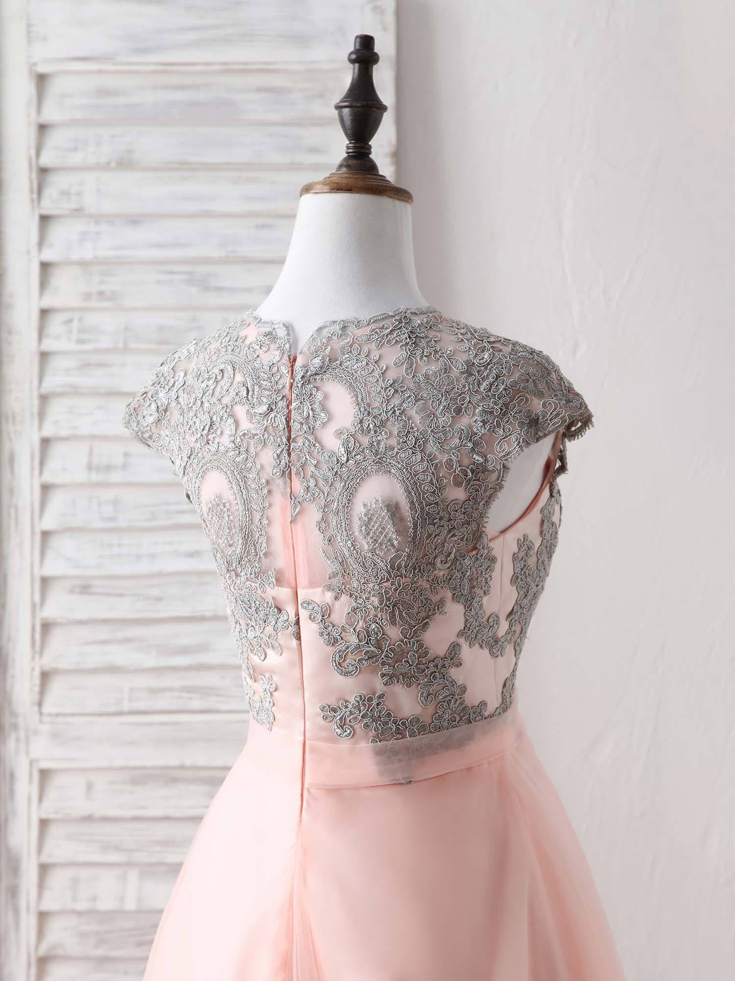 Elegant Tulle Lace Applique Long Prom Dress Tulle Evening Dress - Deanwangkt