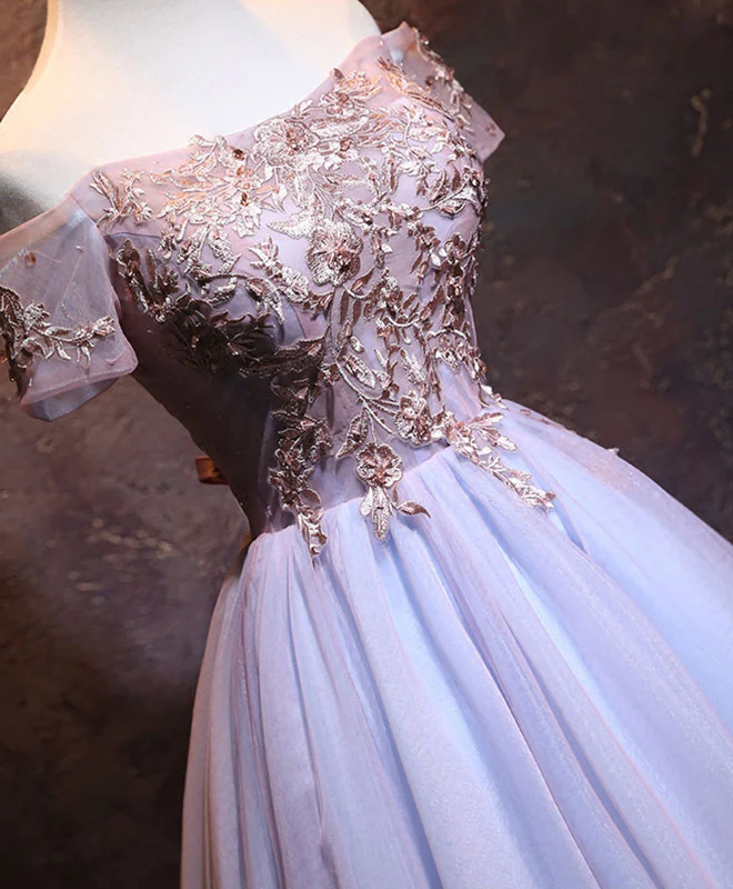 Cute Lace Applique Tulle Short Prom Dress, Homecoming Dress - Deanwangkt