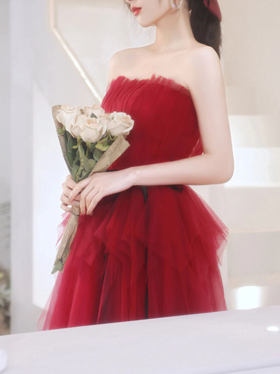 A Line Burgundy Short Prom Dresses, Cute Burgundy Homecoming Dress - Deanwangkt