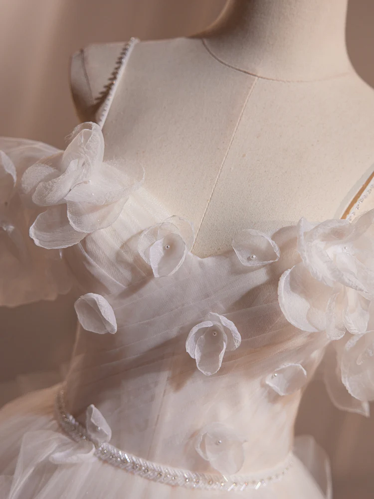A-Line Off Shoulder White Long Prom Dress, White Long Tulle Sweet 16 Dress - Deanwangkt