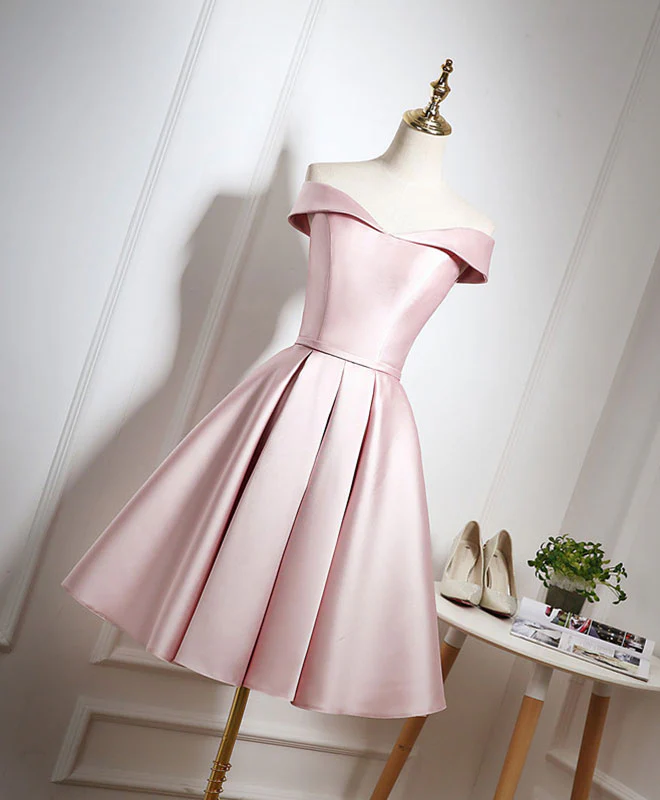Cute Pink A Line Short Prom Dress, Pink Evening Dress - Deanwangkt