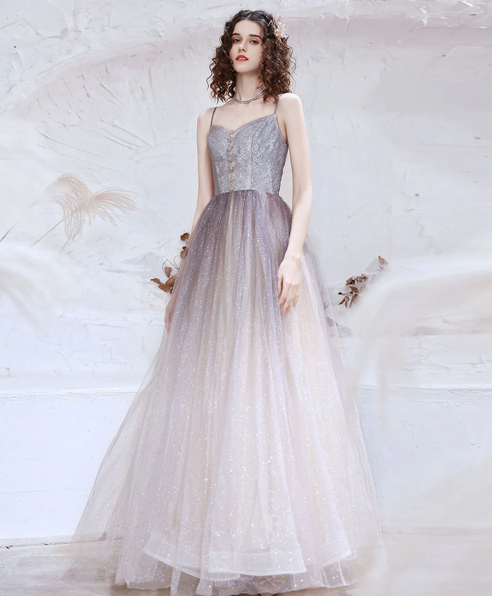 Simple Sweetheart Aline Long Prom Dress, Shiny Formal Dresses - Deanwangkt