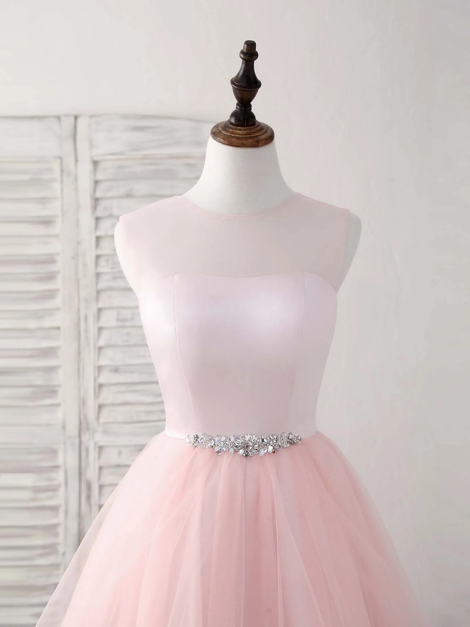 Pink Round Neck Tulle Pink Short Prom Dress Pink Homecoming Dress - Deanwangkt
