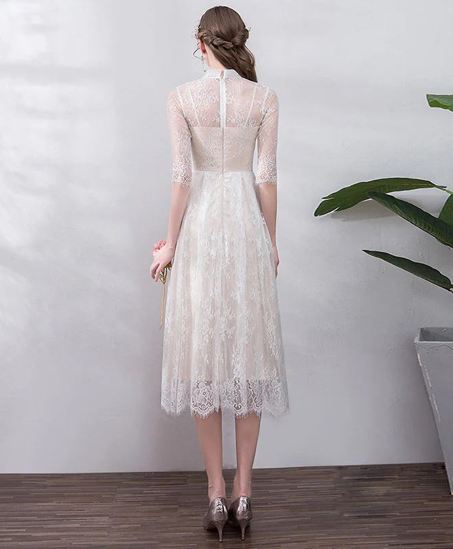 Elegant  Tulle Lace Short Prom Dress, Lace Bridesmaid Dress - Deanwangkt