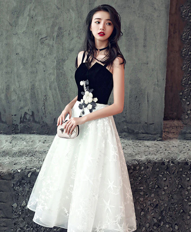 Cute Black And White Short Prom Dress, Homecoming Dress - Deanwangkt