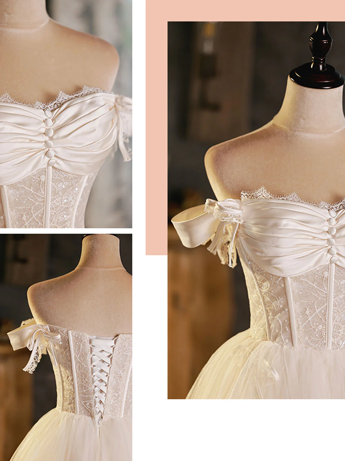 Cute Light Champagne Tulle Lace Short Prom Dress,Tulle Homecoming Dress - Deanwangkt