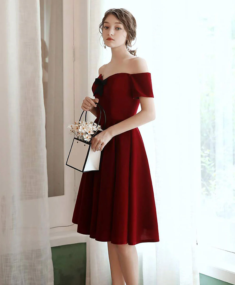 Simple Burgundy Short Prom Dress Burgundy Homecoming Dress - Deanwangkt