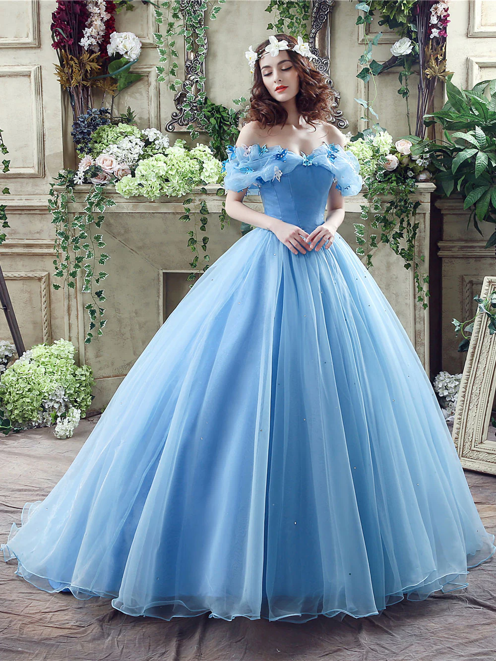 Blue Off Shoulder Long Prom Dresses, Formal Gown Blue Sweet 16 Dresses - Deanwangkt