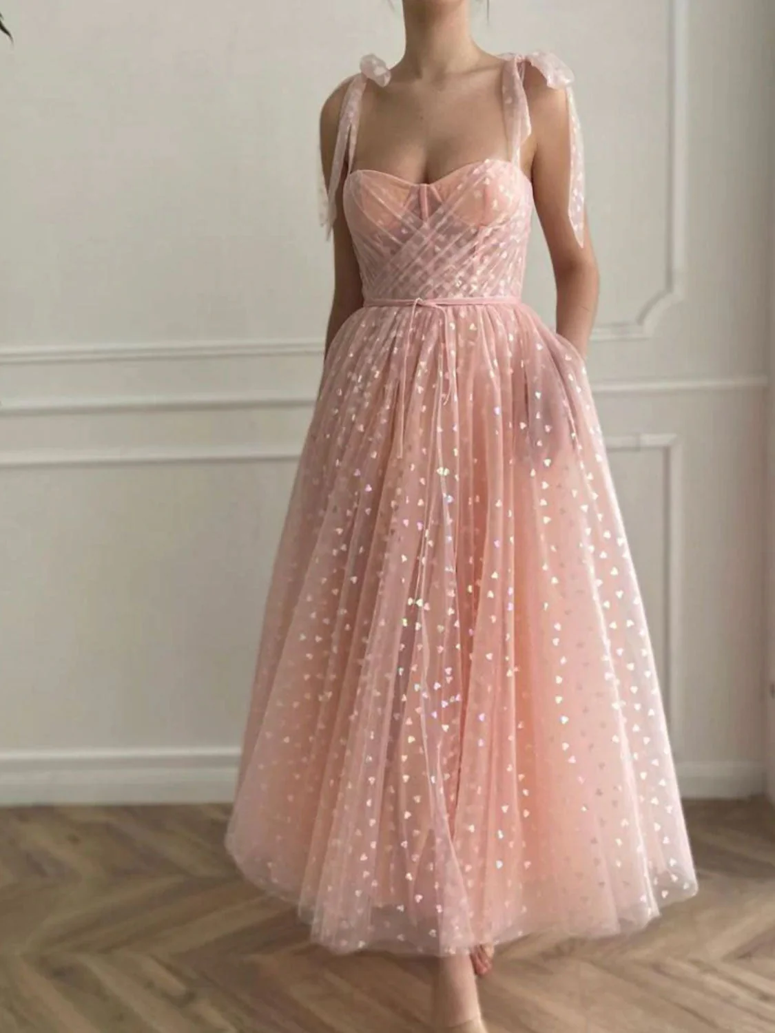 Sweetheart Neck Tulle Lace Short Pink Prom Dress, Pink Homecoming Dresses - Deanwangkt