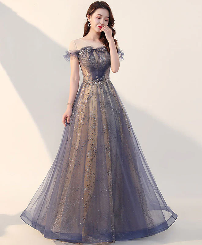 Elegant Tulle Long Prom Dress, Tulle Formal Dress - Deanwangkt
