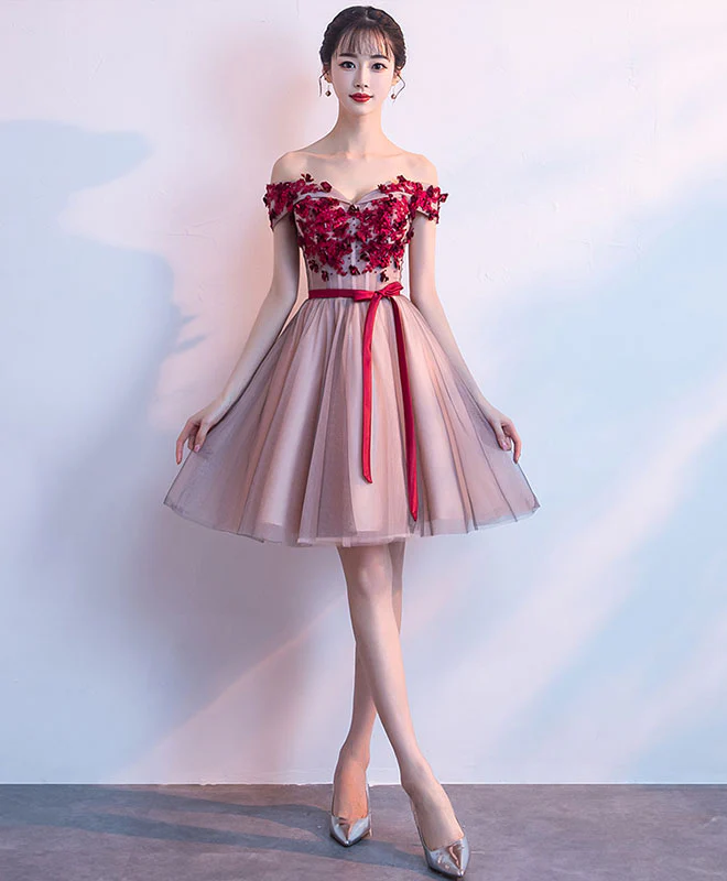 Cute Sweetheart Neck Tulle Lace Short Prom Dress, Homecoming Dress - Deanwangkt