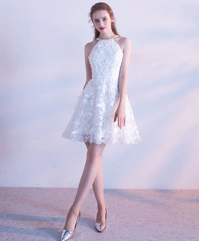 White Short Prom Dress, Cute Homecoming Dress - Deanwangkt