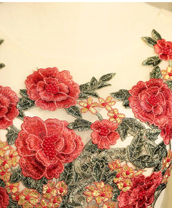 Cute Red Lace High Low Prom Dress, Homecoming Dress - Deanwangkt