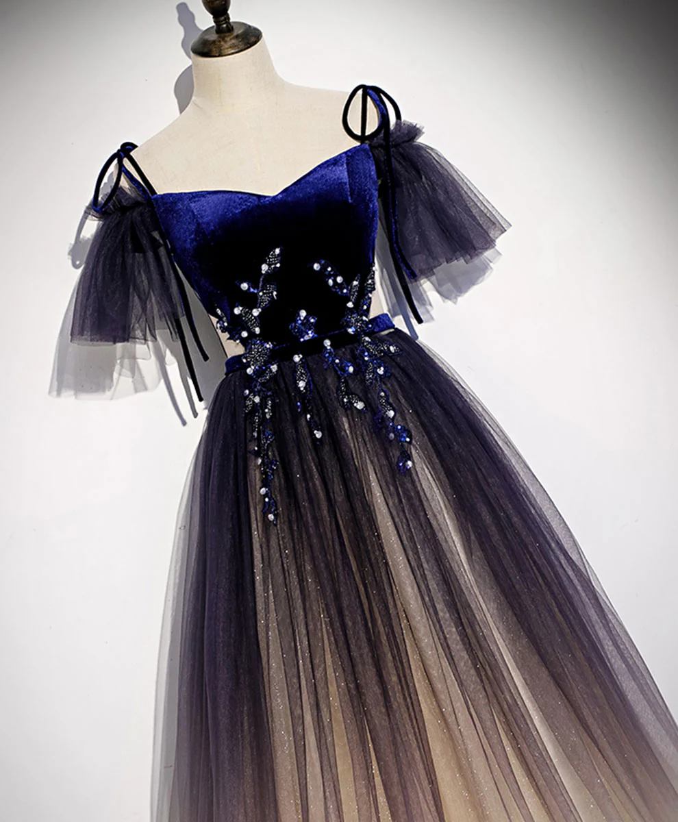 Purple Tulle Lace Long Prom Dress Purple Formal Dress - Deanwangkt