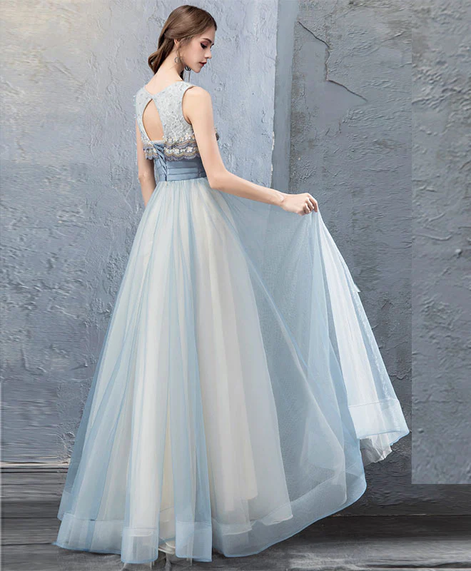Cute Tulle Lace Long Prom Dress, Tulle Evening Dress - Deanwangkt