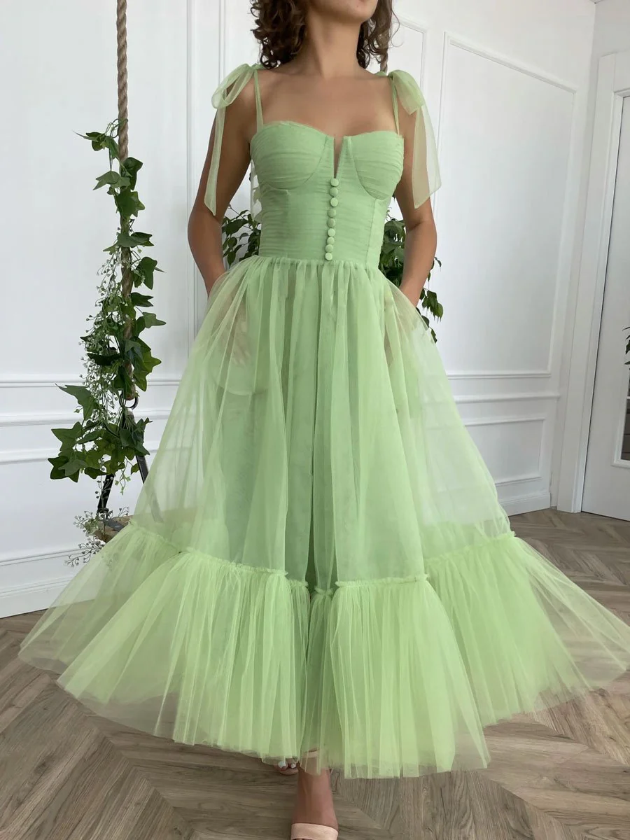 Simple Tulle Short Blue Prom Dress, Tulle Short Puffy Dark Blue Homecoming Dress - Deanwangkt