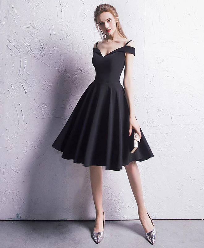 Simple Black Chiffon Short Prom Dress, Homecoming Dress - Deanwangkt