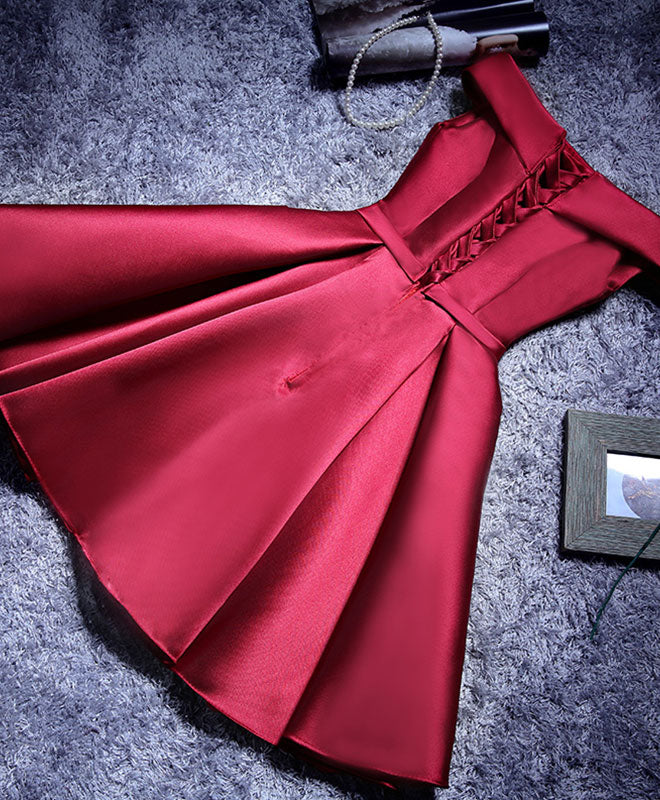 Simple A Line Satin Short Prom Dresses, Formal Bridesmaid Dresses - Deanwangkt