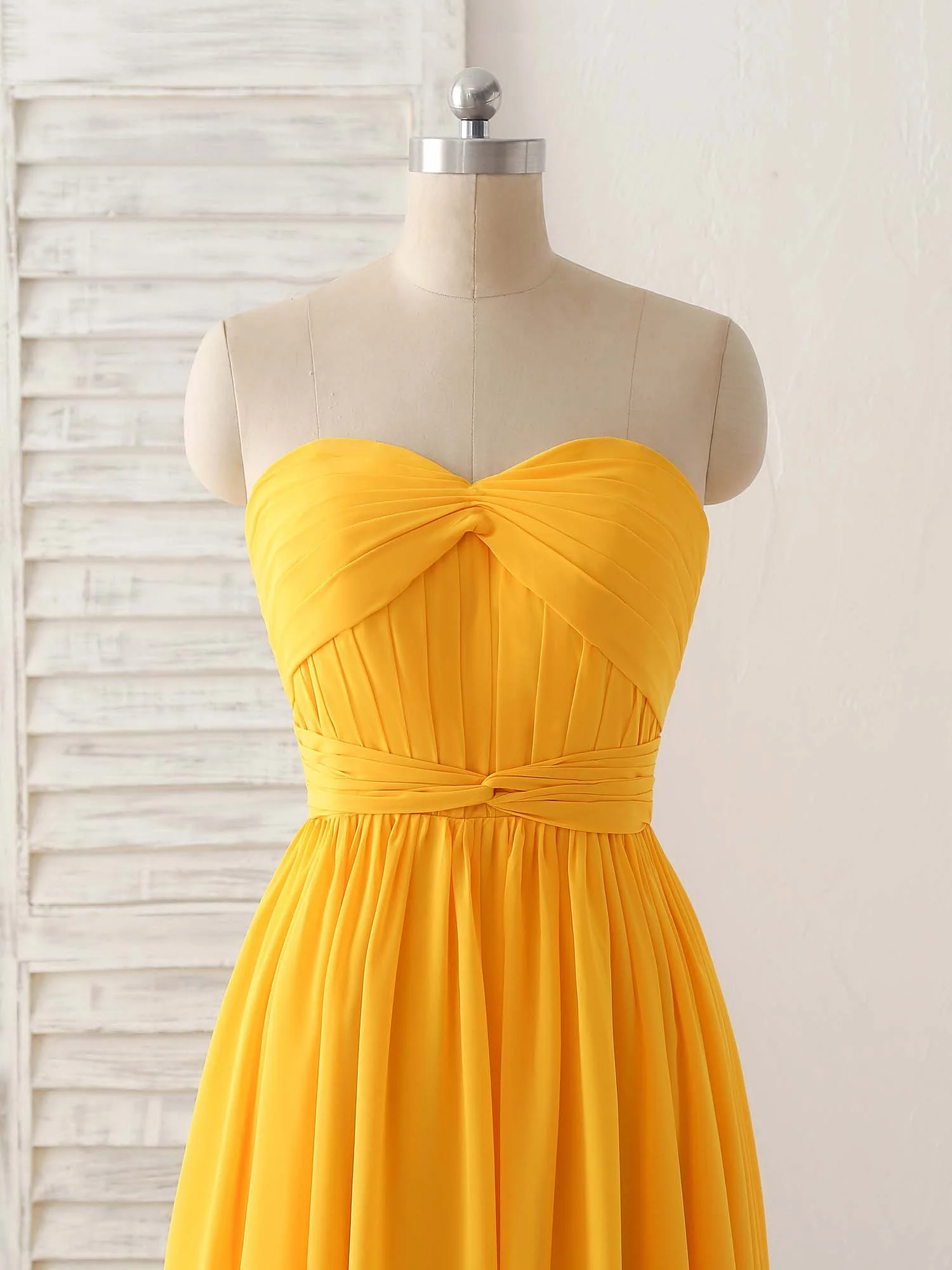 Simple Chiffon Yellow Long Prom Dress Simple Bridesmaid Dress - Deanwangkt
