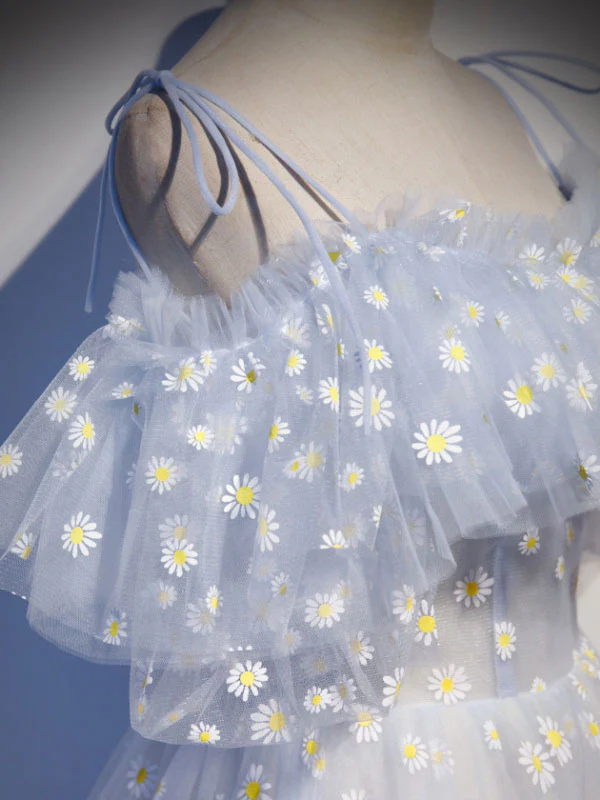 Blue Sweetheart Tulle Long Prom Dress Blue Tulle Formal Dress - Deanwangkt